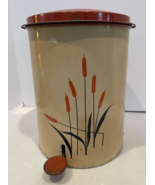 RARE Vintage Sears Cattail KITCHEN TIN WASTE CAN GARBAGE Universal Potte... - €158,59 EUR