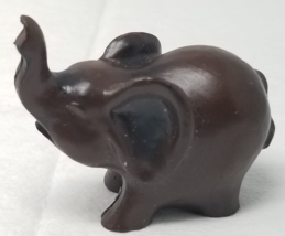 Chocolate Color African Elephant Figurine Resin Triumphant Trunk Up Smal... - $18.95