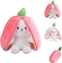 Soft Lovely Bunny Plush Toys Reversible Bunny Stuffed Animal Pillow for Kids Str - £28.57 GBP