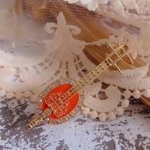 Pipa Lute Rhinestone Brooch, Hat - Lapel Pin - £7.94 GBP