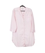 Miss Elaine Sleepshirt M Womens Floral Pink Long Buttons Striped Classic... - £20.11 GBP