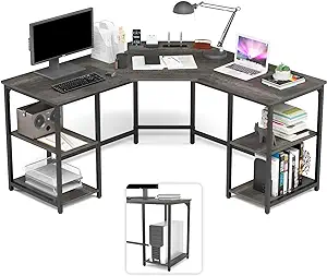 Large L-Shaped Computer Desk With Shelves, Corner Desk, Home Office Writ... - $333.99