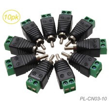 10-Pack Rca Male Plug To 2-Screw Terminal Block Connectors, Pl-Cn03-10 - £15.63 GBP