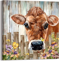 Cow Decor Country Farmhouse Cow Pictures Canvas HD Print Wall Art Hung in Bathro - £37.19 GBP