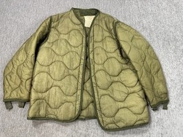 Vintage US Military Coat Liner Cold Weather Mens Medium Green Quilted In... - $463.36 MXN