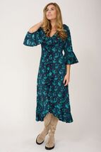 NEW AT LAST WOMENS SZ 18 VICTORIA MIDI RUFFLE DRESS IN TURQUOISE &amp; PURPL... - €44,57 EUR