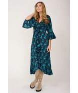 NEW AT LAST WOMENS SZ 18 VICTORIA MIDI RUFFLE DRESS IN TURQUOISE &amp; PURPL... - €44,57 EUR