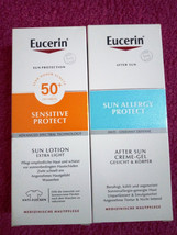 EUCERIN SUN ALLERGY PROTECT LOTION SPF 50 + AFTER SUN CREME-GEL - 2x 150ml - £35.52 GBP