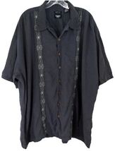 Y2K Haggar Linen Button Up Shirt Mens 3XLT Dark Gray Big and Tall Sopranos - $15.79