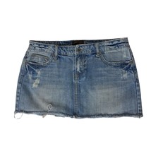 Aeropostale Womens A Line Denim Skirt Size 5/6 Blue Distressed Raw Hem - £19.22 GBP