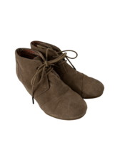 TOMS Womens Ankle Boots Desert Tan Wedge Heel Booties Lace-Up Round Toe ... - $18.23