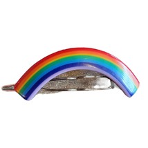 Vtg Rainbow Barrette Hair Clip Multicolor 2 &quot; Colorful 70&#39;s 80&#39;s Taiwan metal - £7.44 GBP