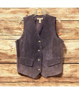 VTG Amanda Smith Silky Suede 100% Suede NAVY BLUE Leather Vest Bow Tie W... - $40.60 CAD
