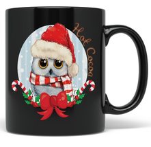 PixiDoodle Christmas Owl Coffee Mug - Kids Christmas Hot Cocoa (11 oz, Black) - £20.71 GBP+