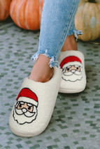 White Christmas Santa Clause Graphic Plush Slippers - $173.59 MXN