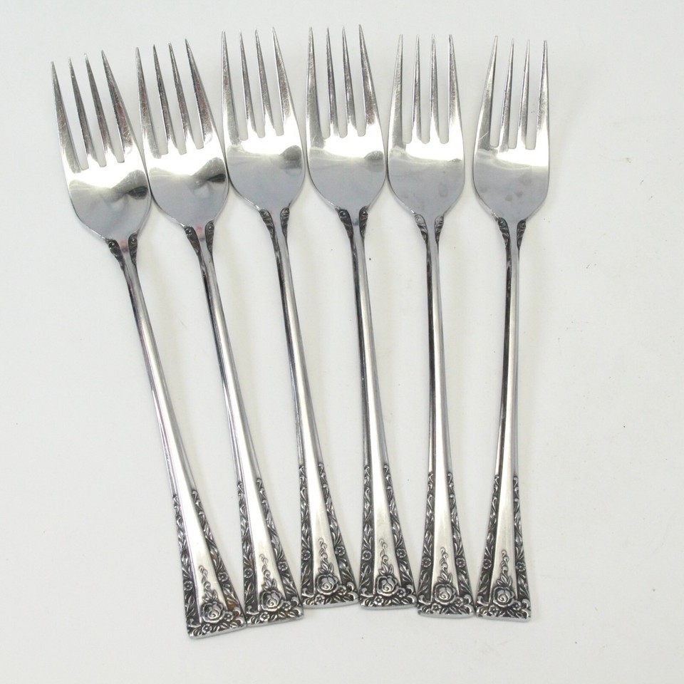 National Stainless Beauvais Dinner Forks 7-1/2&quot; Glossy Stainless Lot of 6 - $64.67