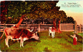 Postcard  Come Bossy Cows Child Scenes Country Roads Posted 1913 - £5.34 GBP