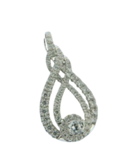 14k White Gold Plated 1.10Ct Simulated Diamond Pear Shape Pendant Necklace 18&quot; - £118.49 GBP