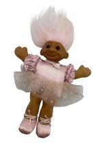 Troll Vintage Russ Berrie 2328 9&quot; Ballerina Troll Doll Soft Body Pink Hair Tutu - £14.10 GBP