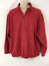 Orvis Mens L Red Fly Fishing Hiking Camp Woven Cotton Half Zip Pullover ... - $18.81