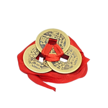 Lucky Chinese Coin Set 3 Coin Set With Ribbon Wealth Protection &amp; Good Luck - £3.32 GBP
