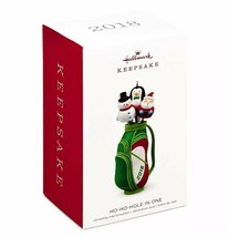 Hallmark 2018 Ho-Ho-Hole in One Golfing Bag Penguin Santa Snowman Ornament - £12.10 GBP