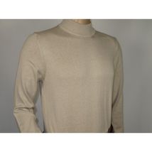 Men's Sweater Knit By BRANGO Turkey Mock Neck Cotton Blend 21050 Beige image 3