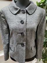 Loft Ann Taylor Women&#39;s Gray Wool Long Sleeve Collared Casual jacket Size 12 - £24.78 GBP