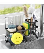 304 Stainless Steel Sponge Holder Kitchen Sink Caddy Black Self-Draining - $289.13 MXN