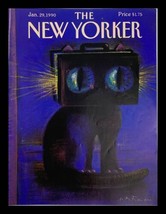 COVER ONLY The New Yorker January 29 1990 Cat Head Briefcase by Andre Francois - £11.35 GBP