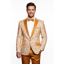 Men Insomnia Manzini Blazer Stage Performer Singer Prom MZN139 Gold Lace Model image 7