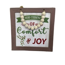 Farmhouse Christmas Wood Wall Decor Sign Beads Good Tidings of Comfort &amp;... - £6.68 GBP