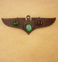 Vintage Deco Winged Brooch - jeweled phoenix Egyptian revival Grand tour - Cleop - £172.29 GBP