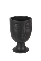 Matte Black Modern Ceramic Face Vase Decorative Pottery Flower Holder Art Decor - £19.78 GBP