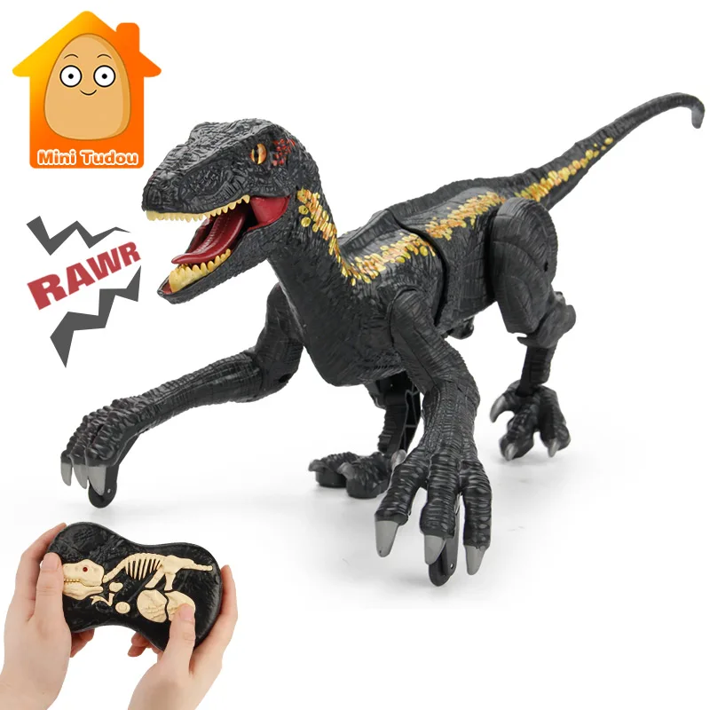 Kid Remote Control Dinosaurs Electric  RC Velociraptor Robot Intelligent LED - £48.40 GBP