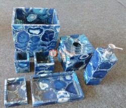 Blue Agate Bathroom Set Stone/ Handmade Bathroom/ Decoration Bathroom/ L... - £1,195.83 GBP
