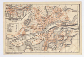 1912 Original Antique City Map Of Halden / Fredrikshald / Norway - £15.13 GBP