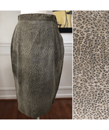 Vintage Sueded Leather Animal Print Mob Wife Pencil Skirt 6 - €13,00 EUR