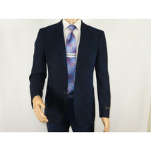 Men ZACCHI Velour Velveteen Hounds tooth Blazer Sport Coat DUANE 74521 Navy Blue image 14