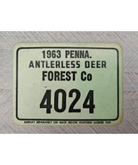 1963 Penna Antlerless Deer 4024 Forest Co Cardboard Hunting License Penn... - £19.29 GBP