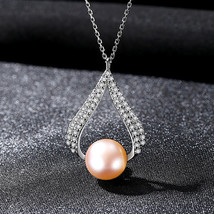 S925 Silver Pearl Necklace Pendant Micro-Inlay 3A Zircon Plated Real Gold Fashio - £19.98 GBP