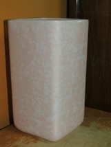 Art Pottery 6.5&quot; Vase Mid Century pink &amp; white square splatter american ... - $17.09