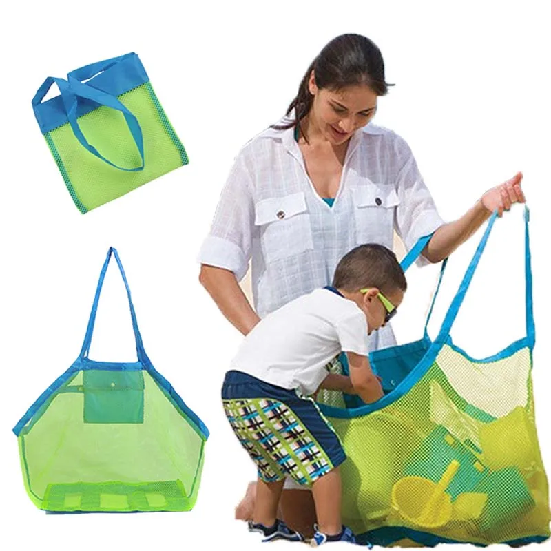 Portable Mesh Beach Bag and Tote for Sand Toys Foldable Lightweight Kids Baby - £10.14 GBP+