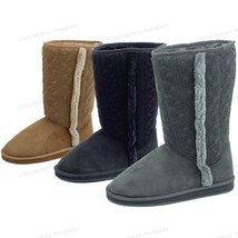Women's Winter Boots Sweater Knit Crochet Fur Mid Calf Colors Shoes, Siz... - $11.94