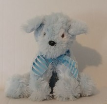 First &amp; Main 9&quot; Blue Puppy Dog With Blue Ribbon Bow Soft Cuddly Plush - £7.03 GBP