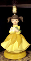 Yellow Ceramic Mold Doll Lamp Brown Eyed Girl Pony Tails Daffodil Narcis... - £23.45 GBP