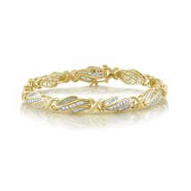 3.00Ct Round Cut Moissanite 14k Yellow Gold Plated X Link Tennis Bracele... - £207.62 GBP