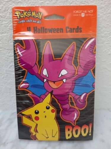 NIP 2001 Pokemon Halloween Cards Set of 4 American Greetings Nintendo Pikachu - $19.75