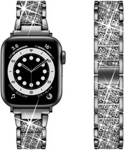 Compatible with Apple Watch Band 40mm 38mm Women, Dressy Jewelry Metal   (Black) - £13.13 GBP
