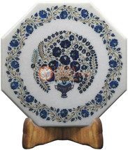 30&quot; White Marble Collectible Coffee Table Lapis Flower Vase Art Outdoor ... - $1,583.25